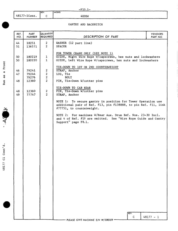 Manitowoc 4000W Crane Parts Manual 40321 2011-3