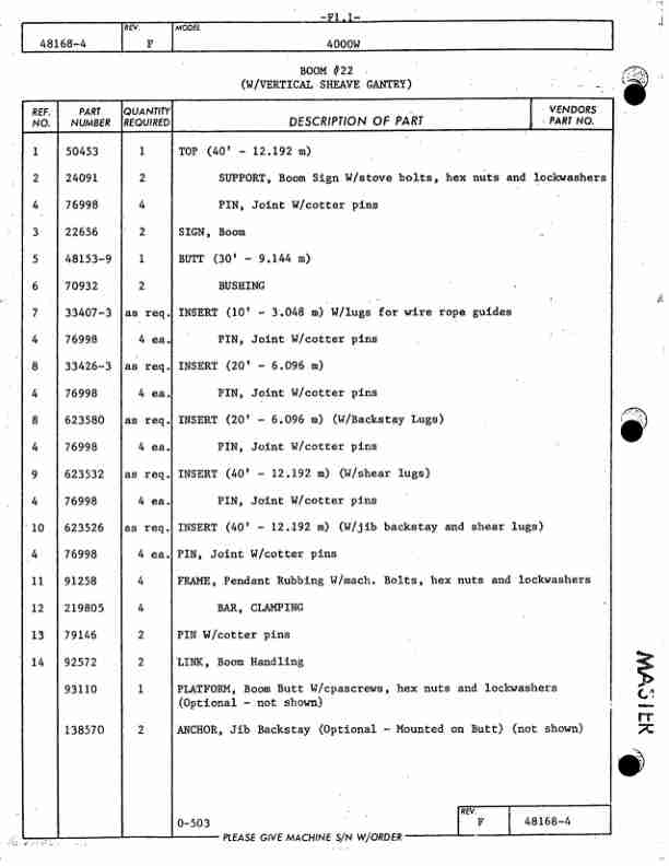 Manitowoc 4000W Crane Parts Manual 40382 2005-3