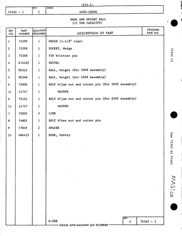 Manitowoc 4000W Crane Parts Manual 40395 2003-3