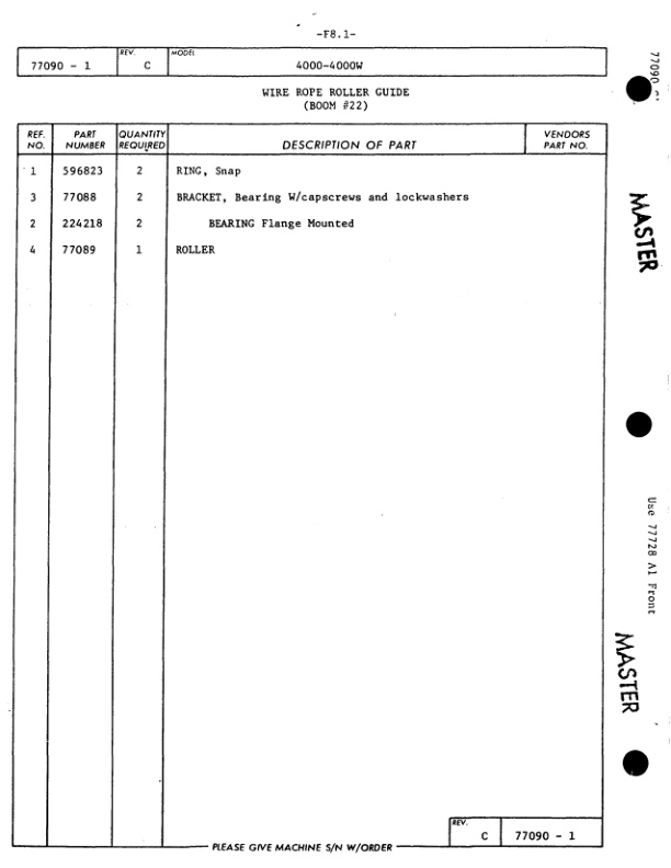 Manitowoc 4000W Crane Parts Manual 40414 2005-3