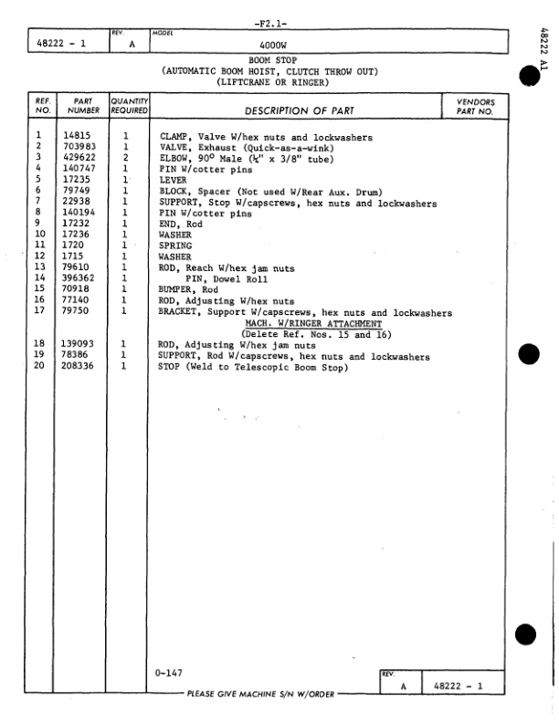 Manitowoc 4000W Crane Parts Manual 40415 2003-3