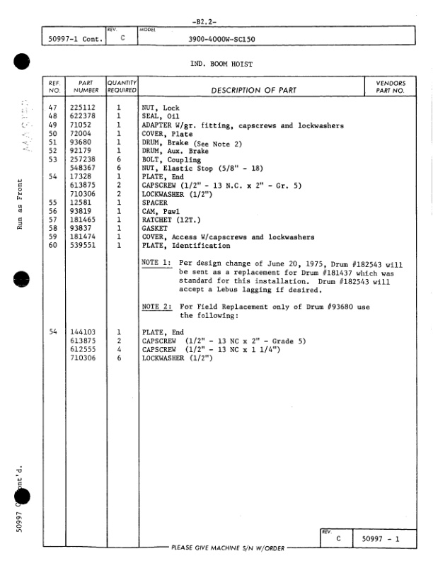 Manitowoc 4000W Crane Parts Manual 40455 2005-2