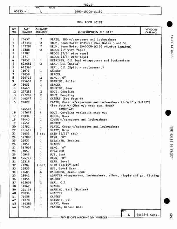 Manitowoc 4000W Crane Parts Manual 40515 2004-2