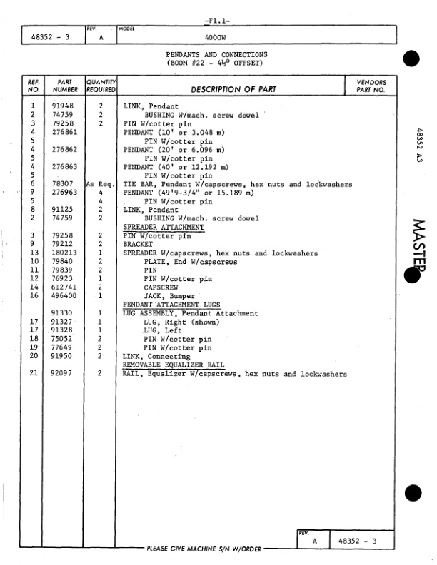 Manitowoc 4000W Crane Parts Manual 40518 2004-3