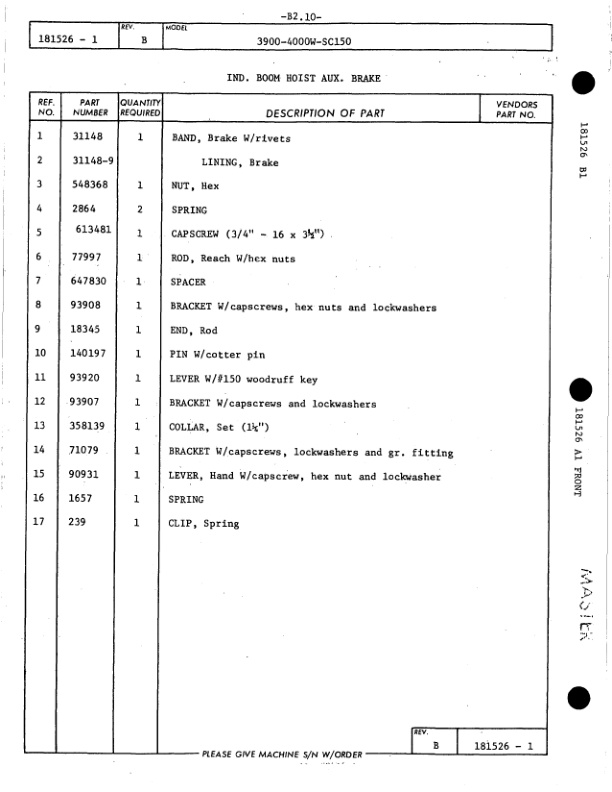 Manitowoc 4000W Crane Parts Manual 40595 2004-2