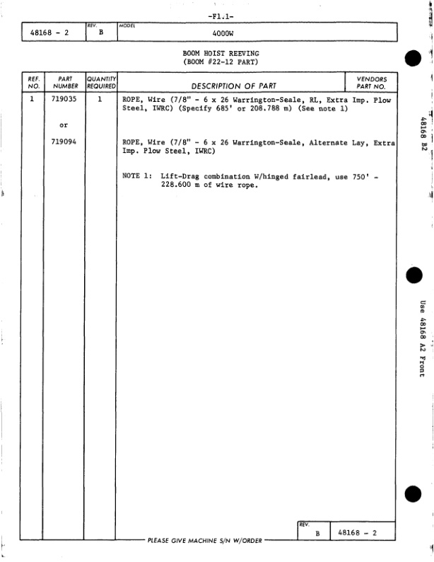 Manitowoc 4000W Crane Parts Manual 40610 2004-3