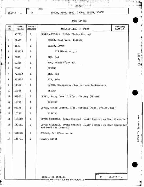 Manitowoc 4000W Crane Parts Manual 40651 2005-2