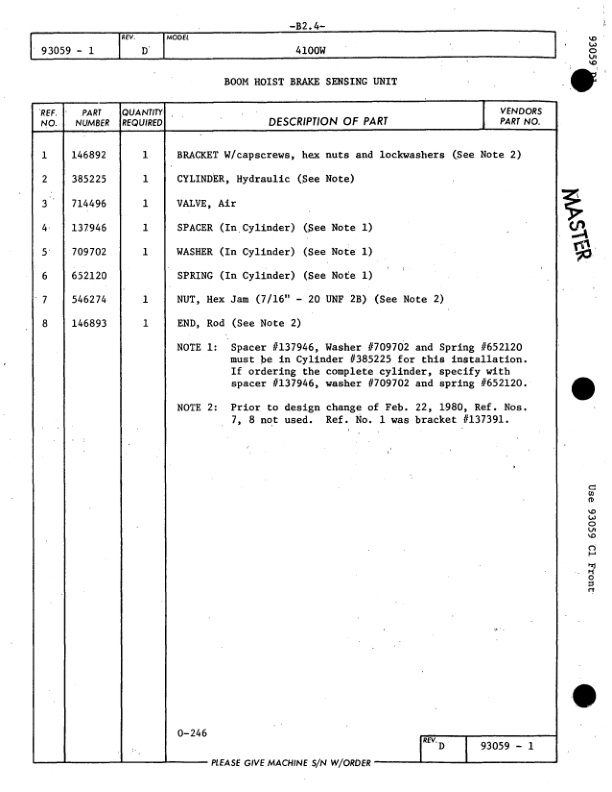 Manitowoc 4100W Crane Parts Manual 41707 2004-2