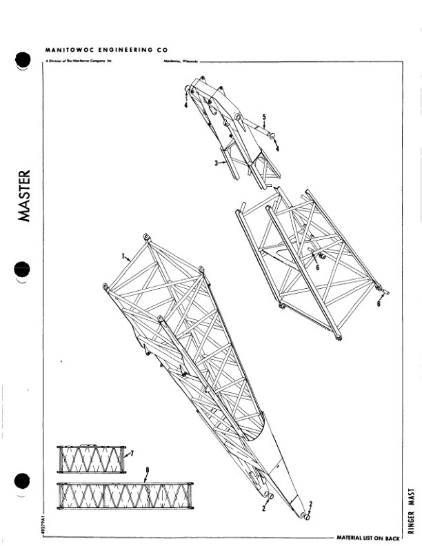 Manitowoc 4100W RINGER Crane Parts Manual 10116 2005-2