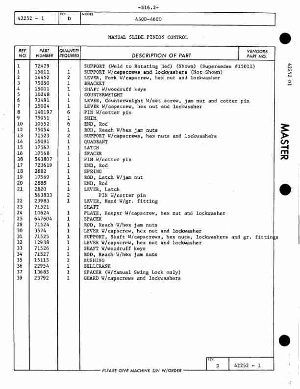 Manitowoc 4600 Crane Parts Manual 46056 2005-2