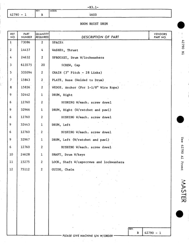 Manitowoc 4600 Crane Parts Manual 46103 2004-2