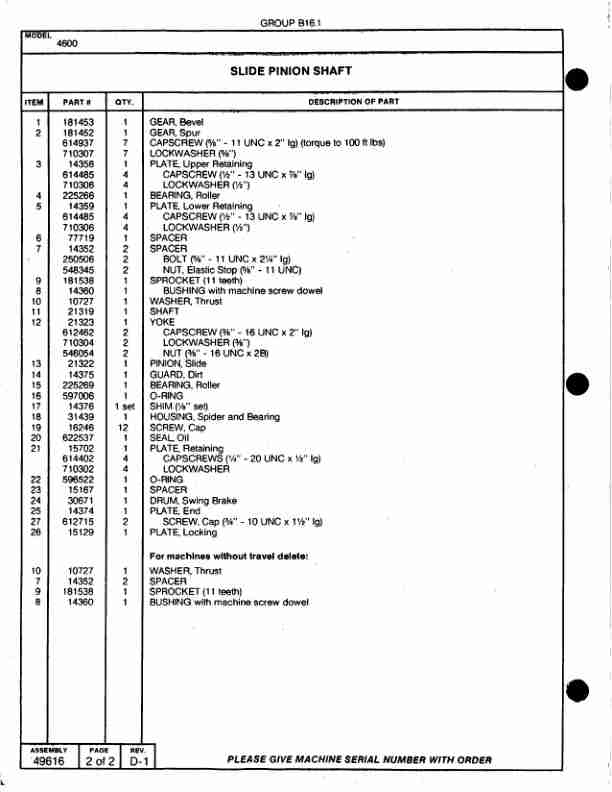 Manitowoc 4600 Crane Parts Manual 46364 2004-2