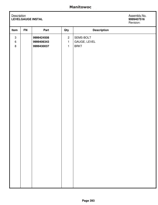 Manitowoc 8000 Crane Parts Manual 8501000 2010-2