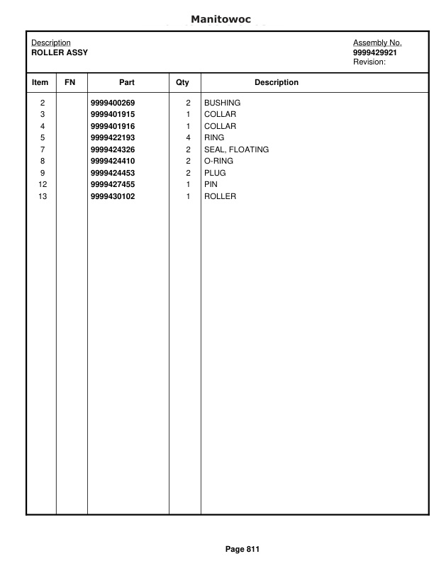 Manitowoc 8500 Crane Parts Manual 8501000 2012-3