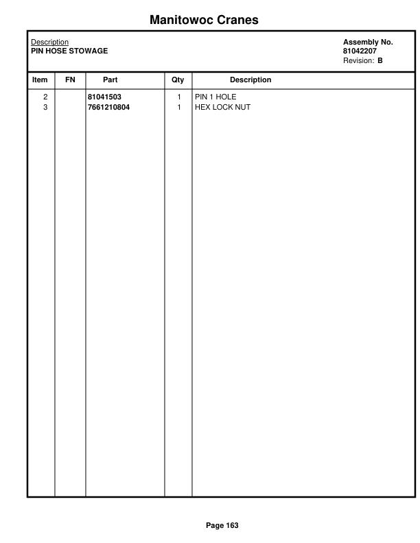 Manitowoc 999 Crane Parts Manual 3003039 2020-3