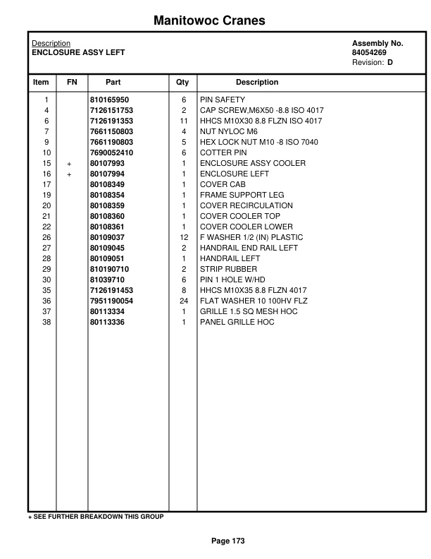 Manitowoc MLC100-1 Crane Parts Manual 91001035 2020-2