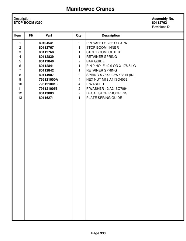 Manitowoc MLC100-1 Crane Parts Manual 91001043 2020-3