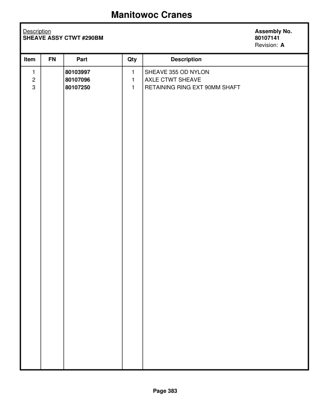 Manitowoc MLC100-1 Crane Parts Manual 91001077 2022-3