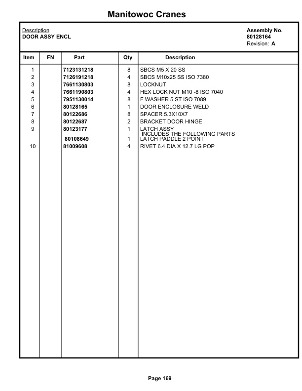 Manitowoc MLC150-1 Crane Parts Manual 91501004 2021-2