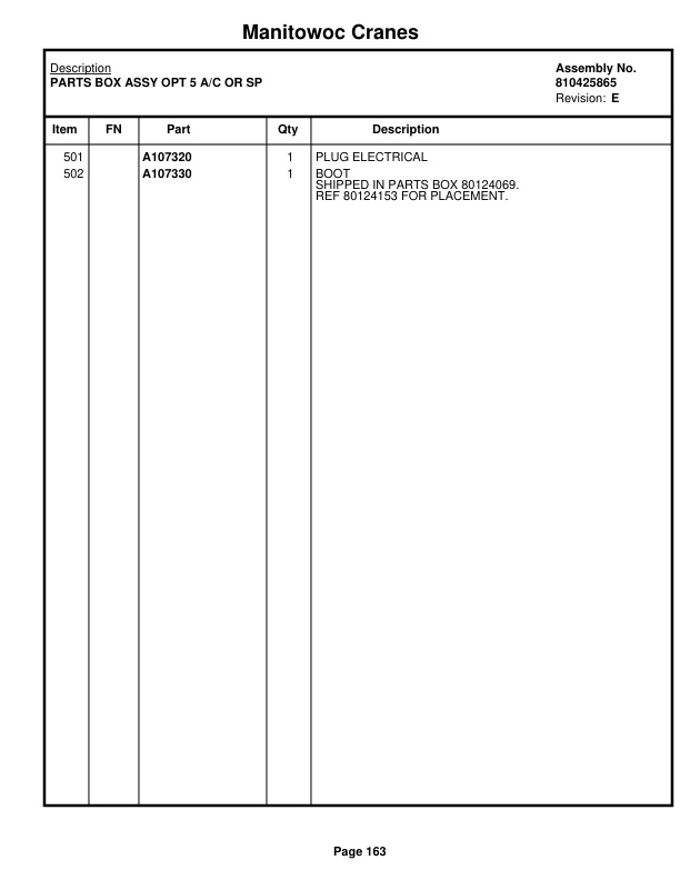 Manitowoc MLC150-1 Crane Parts Manual 91501009 2021-2