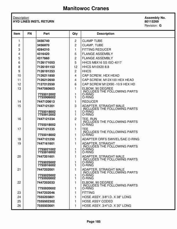 Manitowoc MLC150-1 Crane Parts Manual 91501014 2022-2