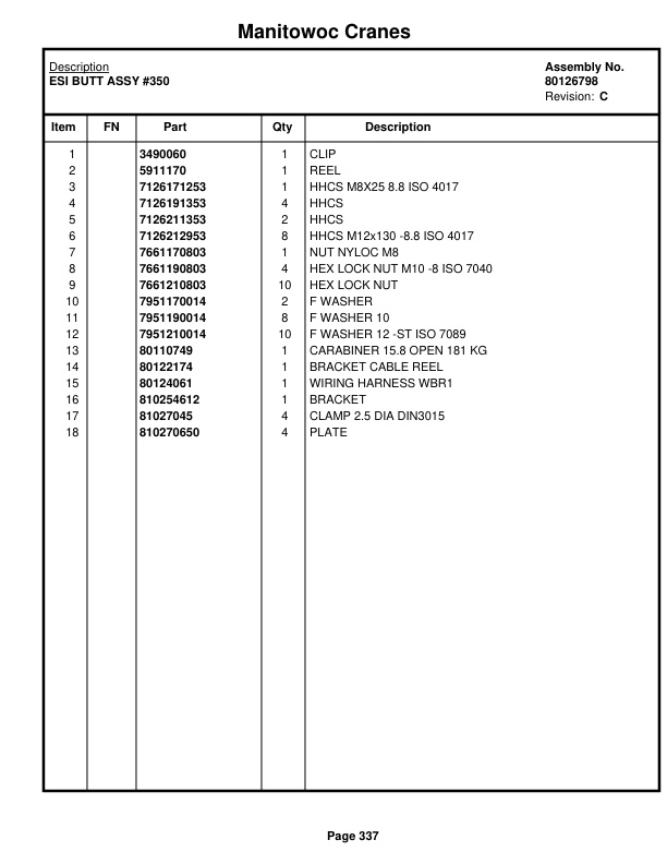 Manitowoc MLC150-1 Crane Parts Manual 91501015 2022-3