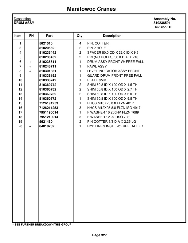 Manitowoc MLC165-1 Crane Parts Manual 91651101 2018-2