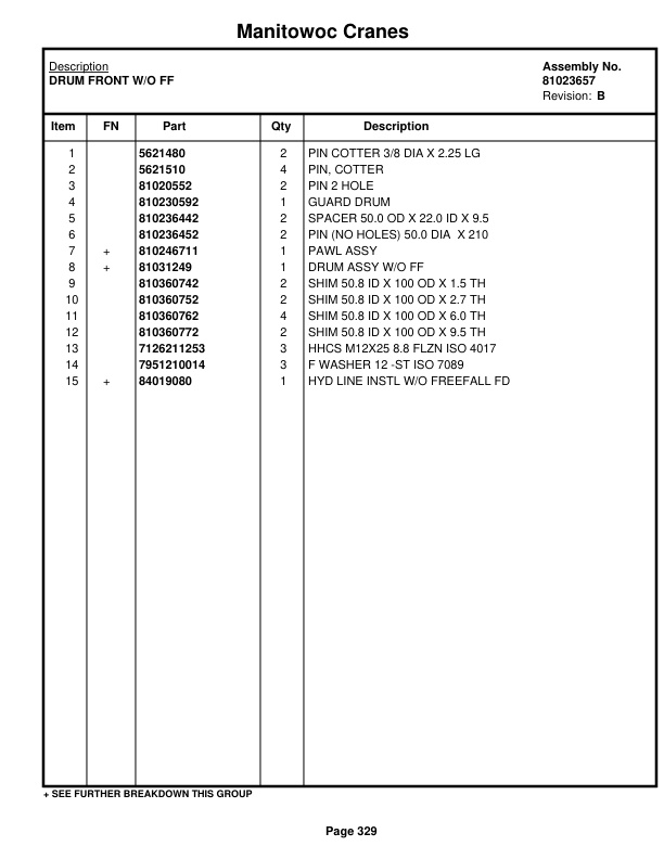 Manitowoc MLC165-1 Crane Parts Manual 91651106 2018-2