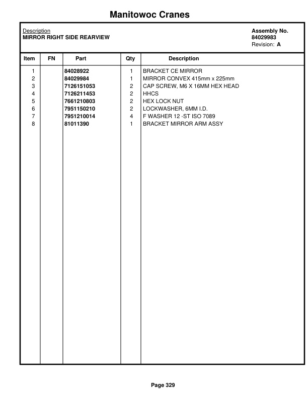 Manitowoc MLC165-1 Crane Parts Manual 91651118 2020-2