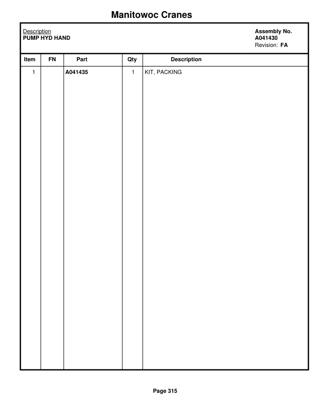 Manitowoc MLC165-1 Crane Parts Manual 91651120 2021-2