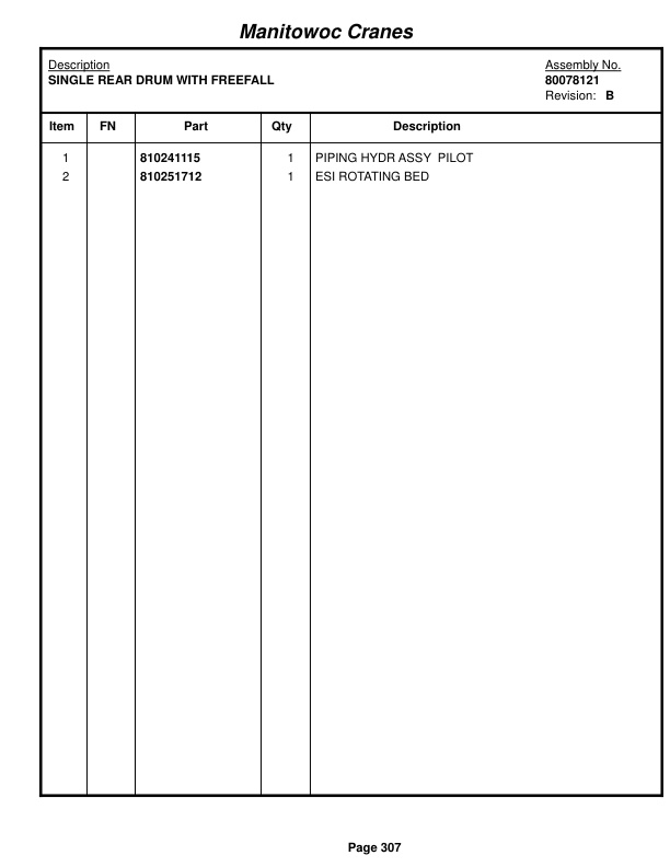 Manitowoc MLC165 Crane Parts Manual 91651104 2015-2