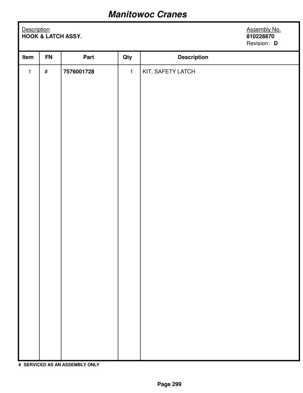 Manitowoc MLC165 Crane Parts Manual 91651106 2015-2