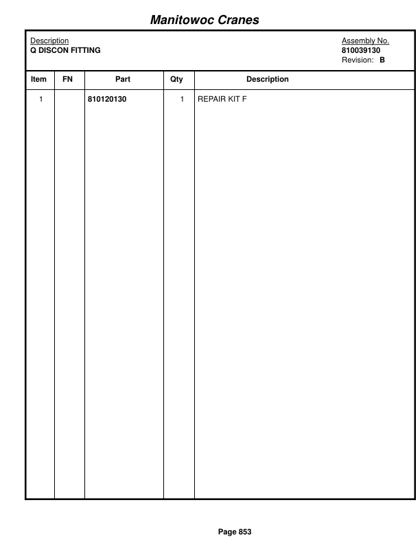 Manitowoc MLC300 Crane Parts Manual 3001065 2018-3