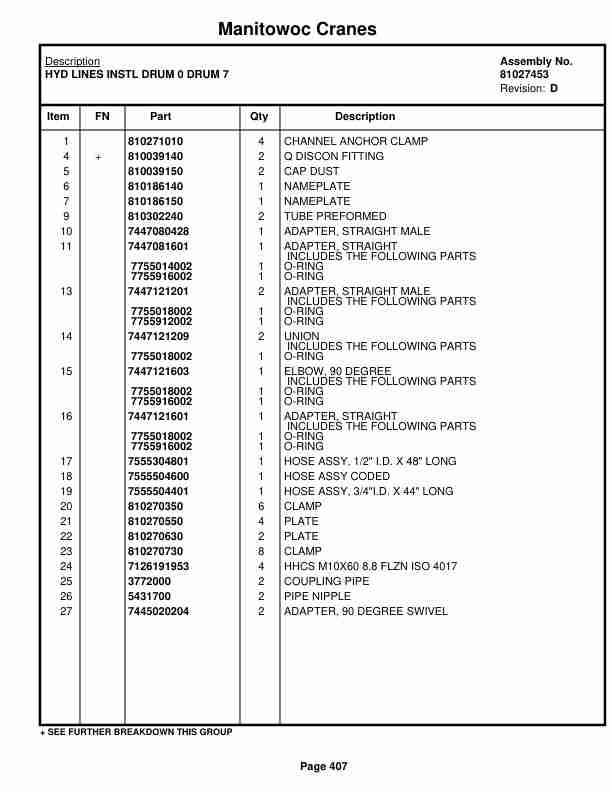 Manitowoc MLC300 Crane Parts Manual 3001069 2018-2