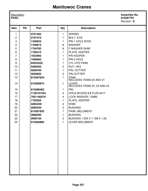 Manitowoc MLC300 Crane Parts Manual 3001070 2018-2