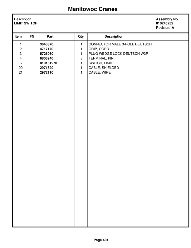 Manitowoc MLC300 Crane Parts Manual 3001072 2019-2