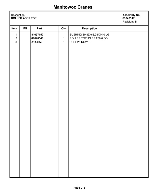 Manitowoc MLC300 Crane Parts Manual 3001096 2021-3