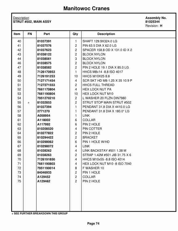 Manitowoc MLC300 LUFF Crane Parts Manual 3005032 2019-3