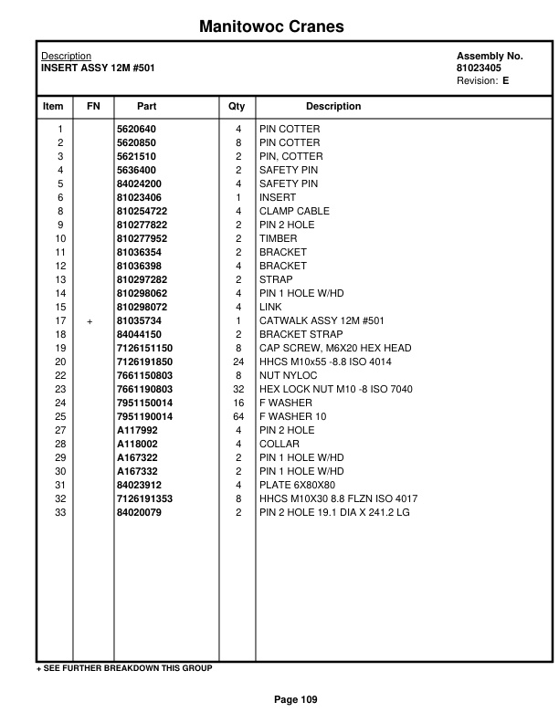 Manitowoc MLC300 LUFF Crane Parts Manual 3005034 2020-3