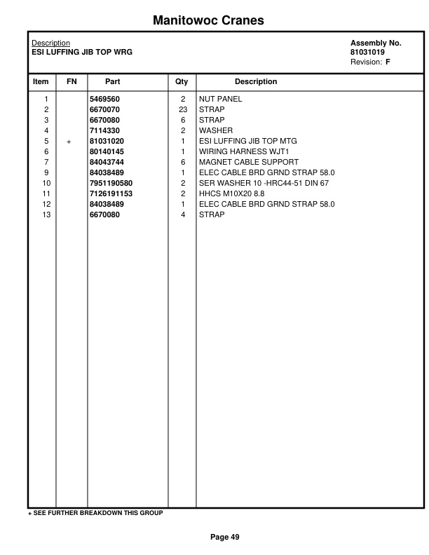 Manitowoc MLC300LJ Crane Parts Manual 3005052 2023-2