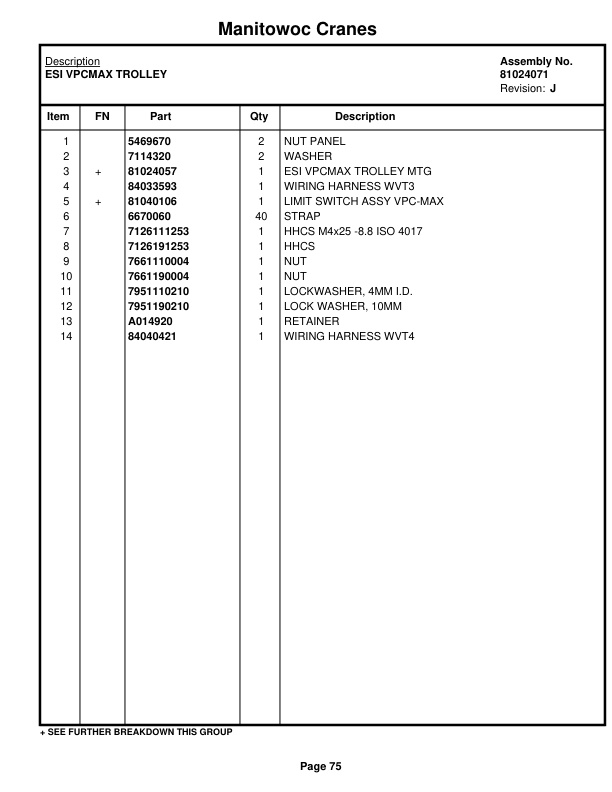 Manitowoc MLC300VPC-MAX Crane Parts Manual 3003050 2022-2