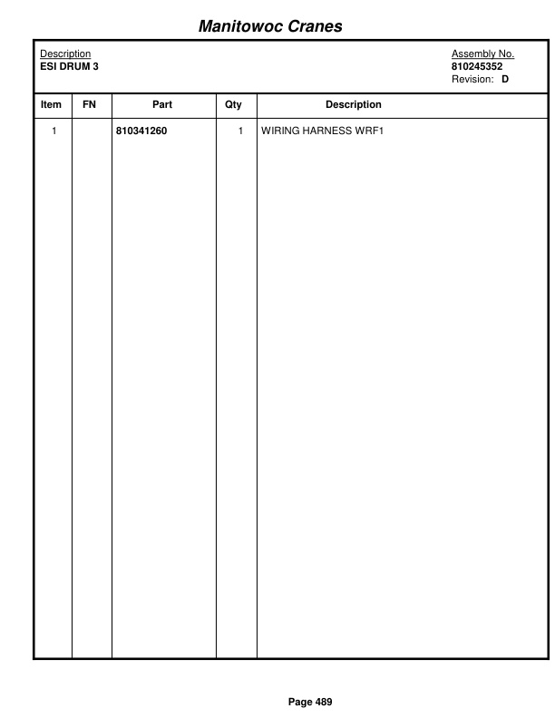 Manitowoc MLC650 Crane Parts Manual 606179 2018-2