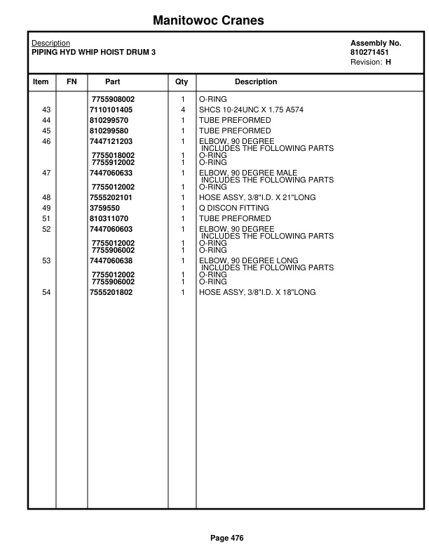 Manitowoc MLC650 Crane Parts Manual 6501028 2018-2