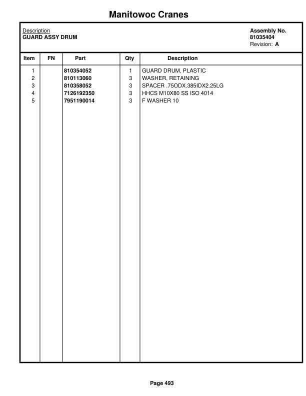 Manitowoc MLC650 Crane Parts Manual 6501038 2021-2