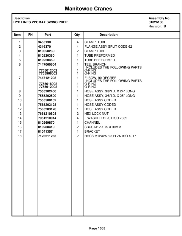 Manitowoc MLC650 Crane Parts Manual 6501038 2021-3