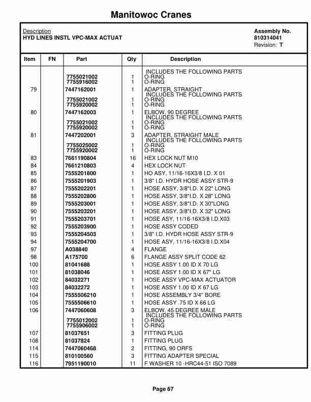 Manitowoc MLC650VPC-MAX Crane Parts Manual 6503021 2019-2