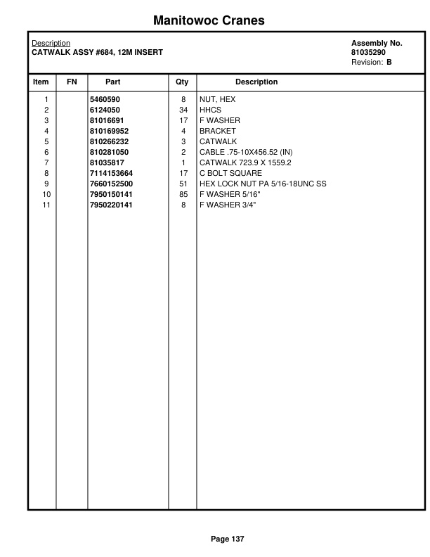 Manitowoc MLC650VPC-MAX Crane Parts Manual 6503021 2019-3