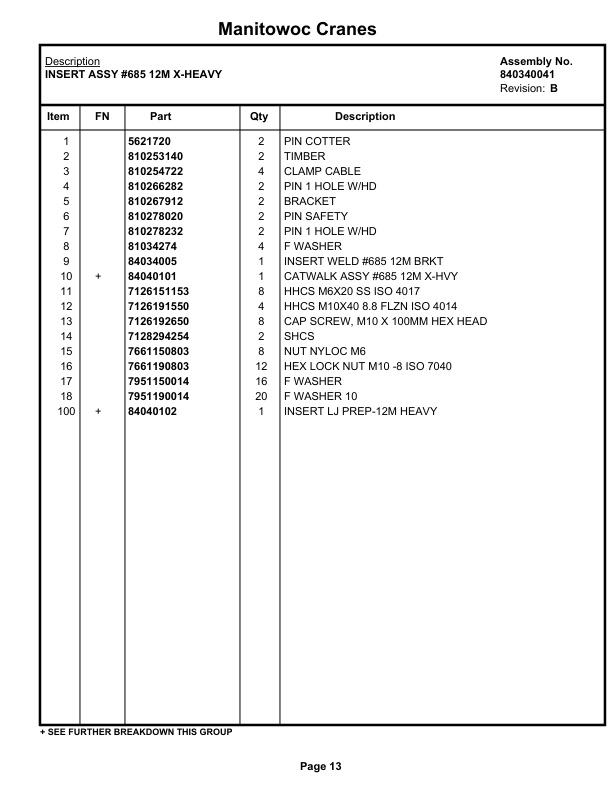 Manitowoc MLC650WB Crane Parts Manual 6507003 2020-2