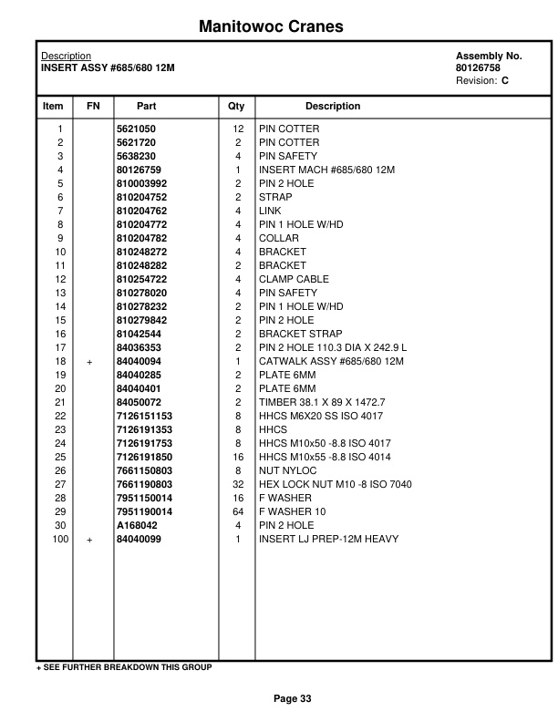 Manitowoc MLC650WB Crane Parts Manual 6507012 2021-3