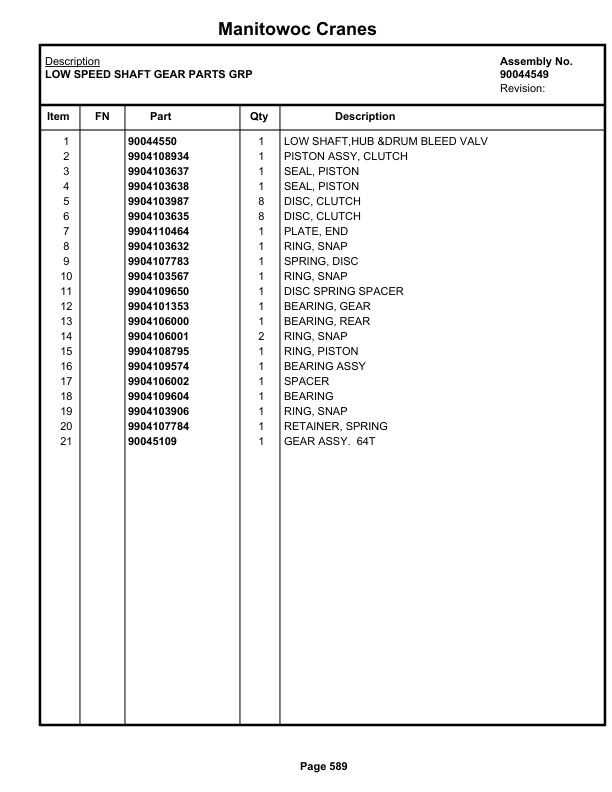 Grove GRT655 55US T Crane Parts Manual 616417 2020-3